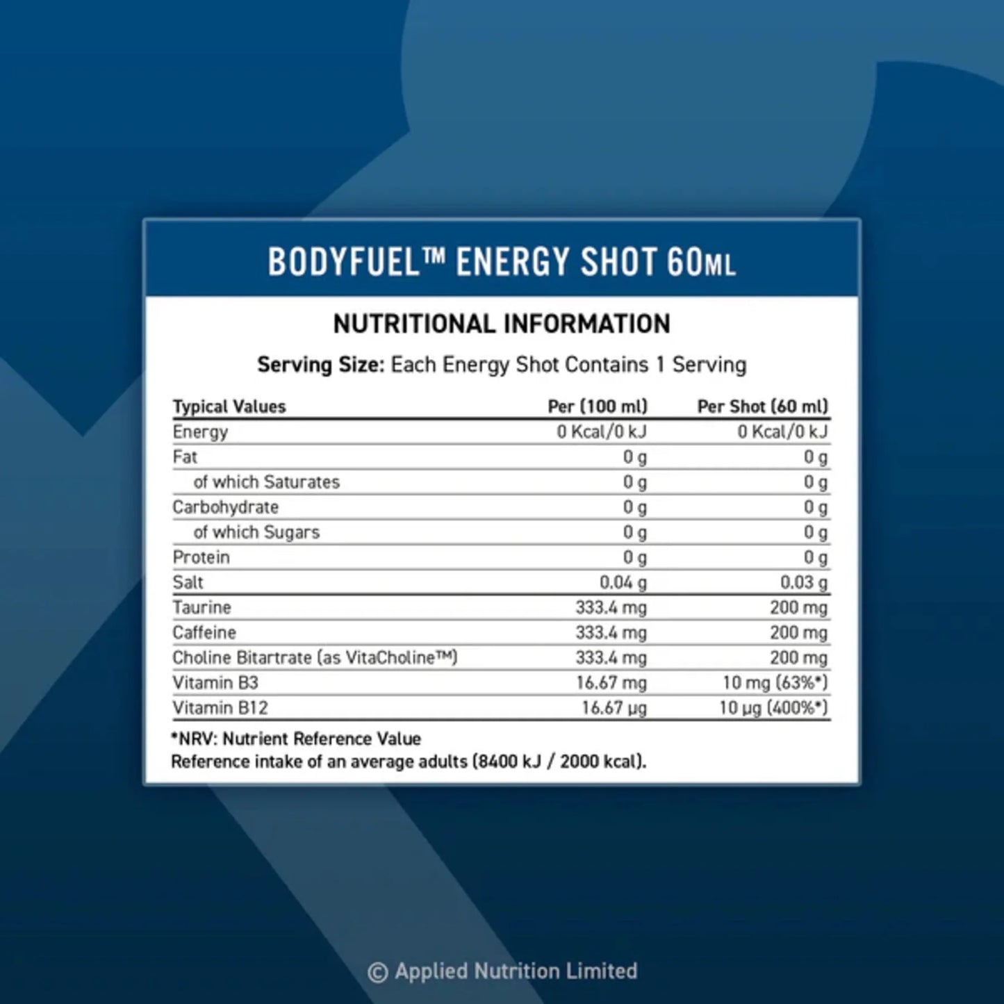 Pre-Antrenament Shot 60ml - Body Fuel - Applied Nutrition
