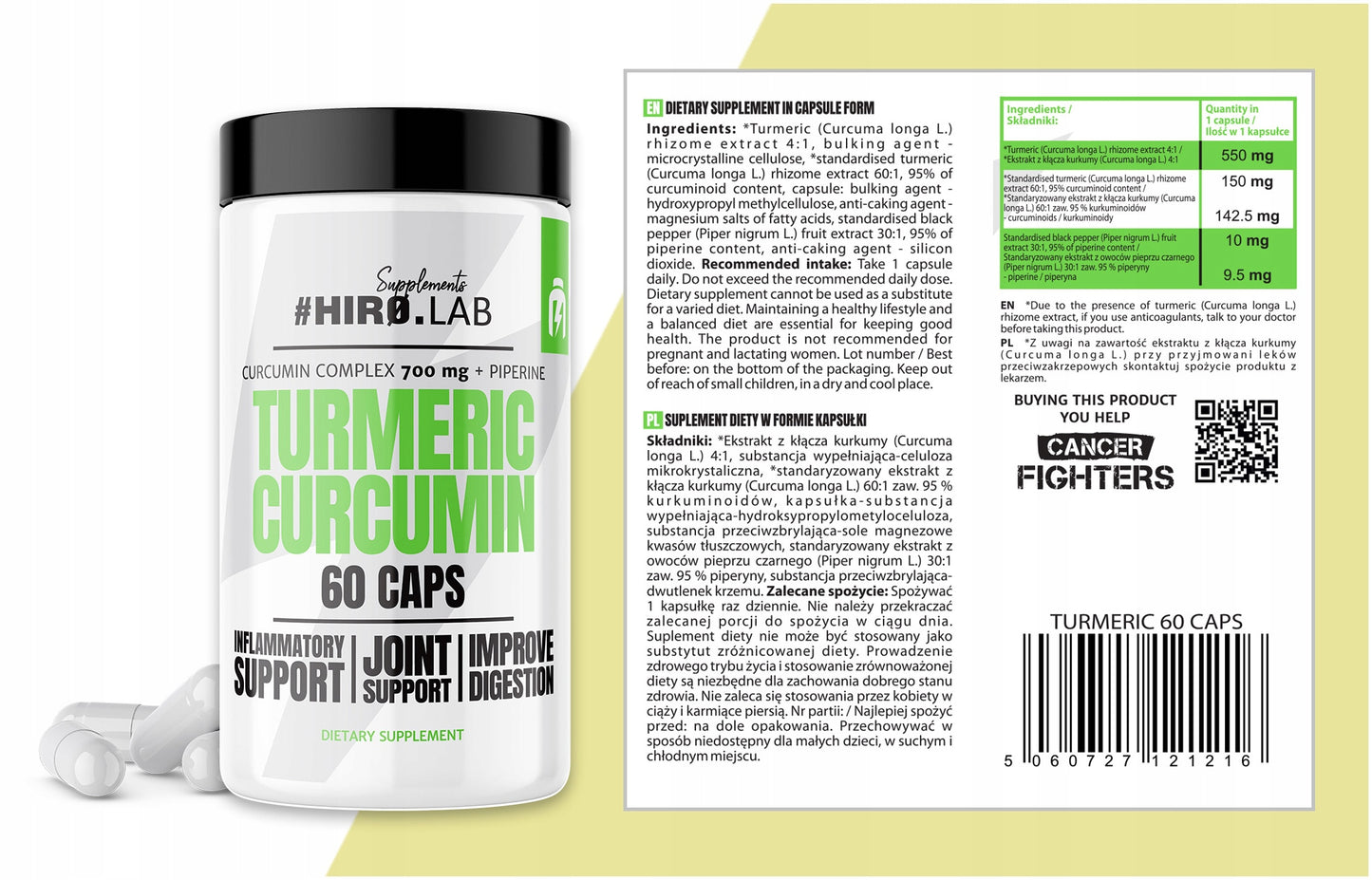 Turmeric Curcumin 60 vcaps Hiro Lab