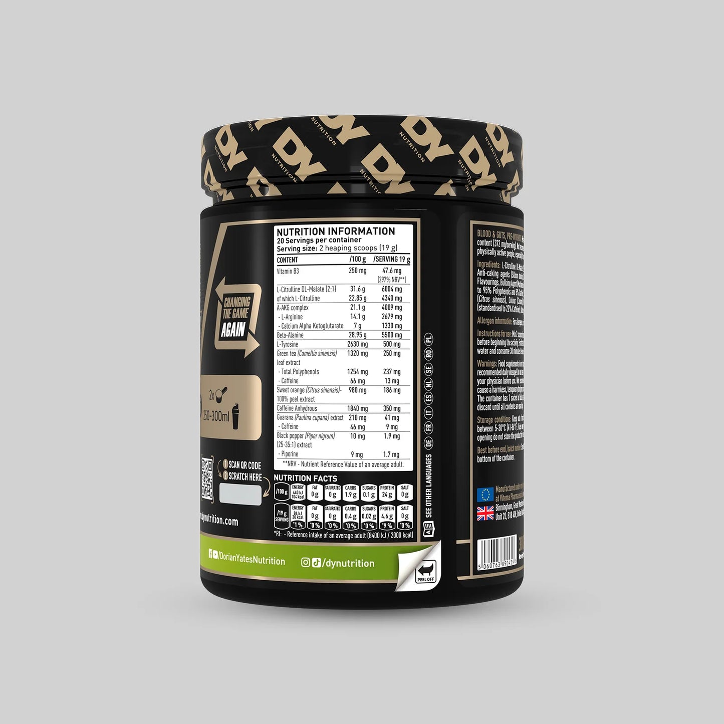 Blood & Guts - Preworkout DY Nutrition 20/40 serviri, 380g
