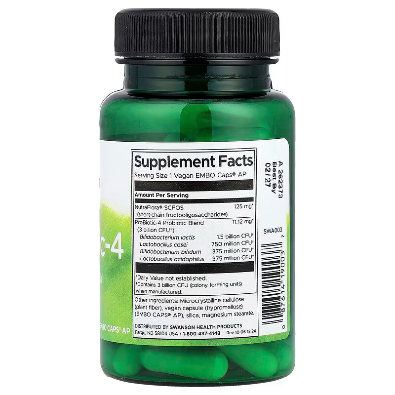 Probiotic-4 - 3 mld CFU - 60 capsule vegane - Swanson