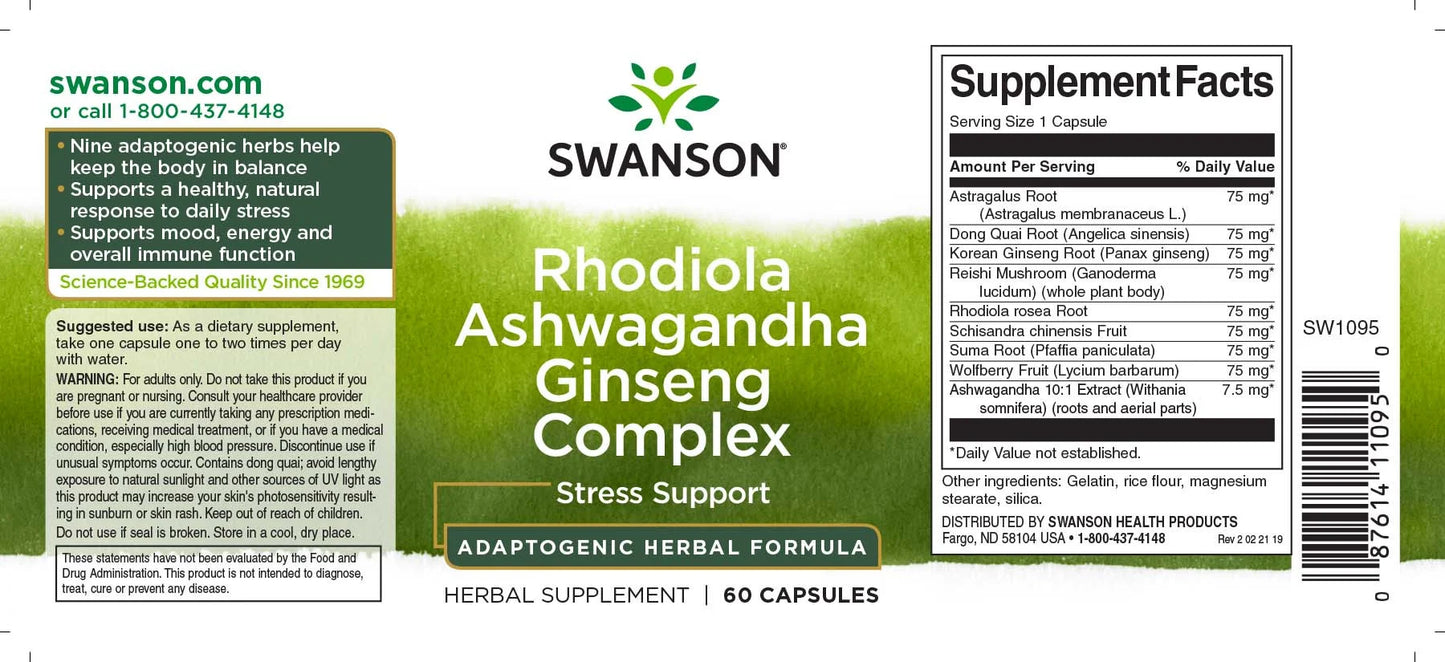 Complex de plante adaptogene Swanson 60 caps