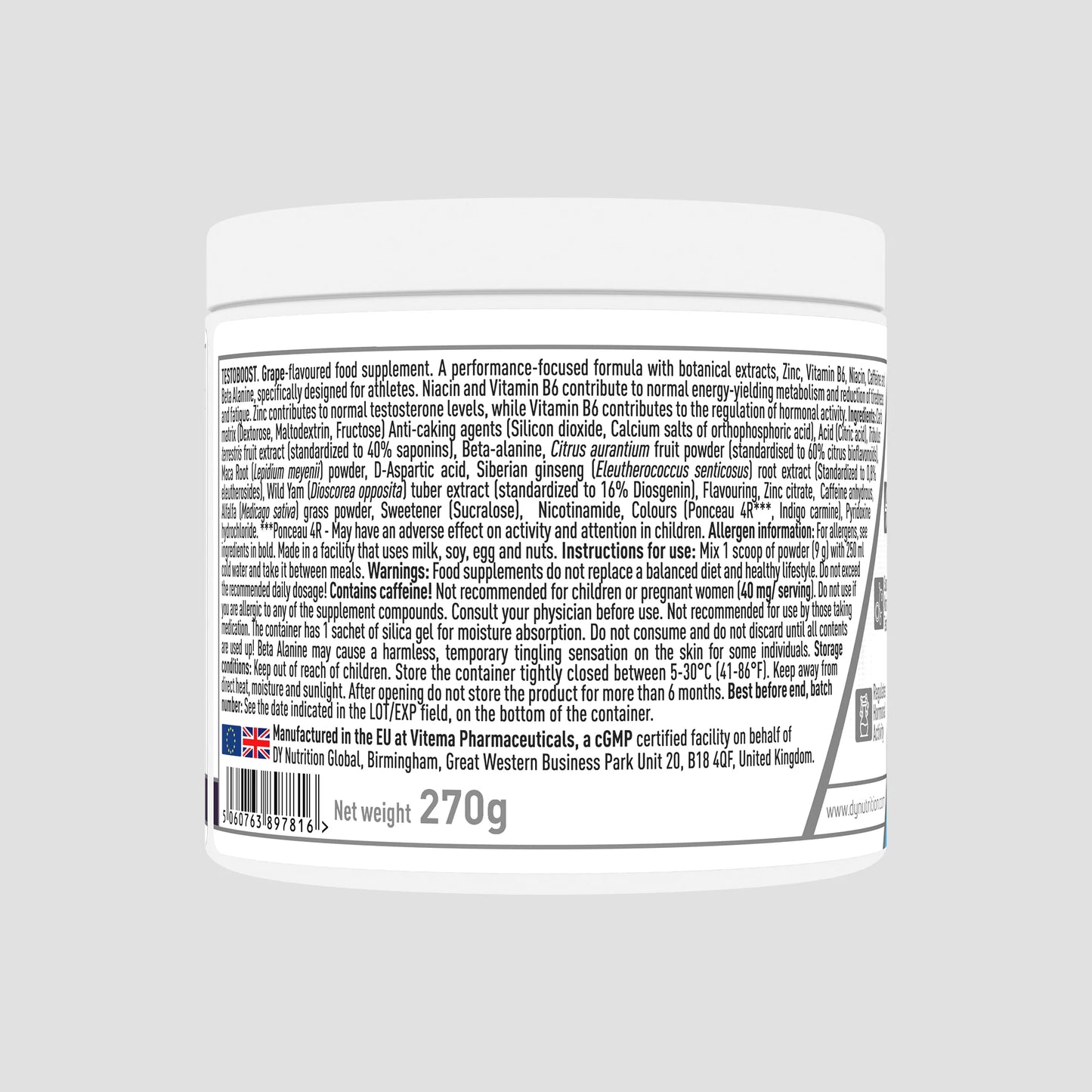 Supliment pentru bărbați, Testoboost, 270g, 30 de serviri
